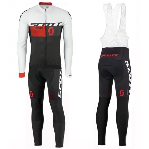 2016 Scott RC bianco -nero -Rosso Squadre Pro Abbigliamento Ciclismo Maglia Ciclismo Manica Lunga e Salopette Lunga 52360-FB