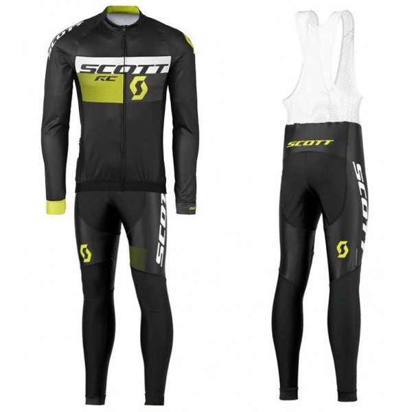 2016 Scott RC nero -giallo Squadre Pro Abbigliamento Ciclismo Maglia Ciclismo Manica Lunga e Salopette Lunga 61892-CD