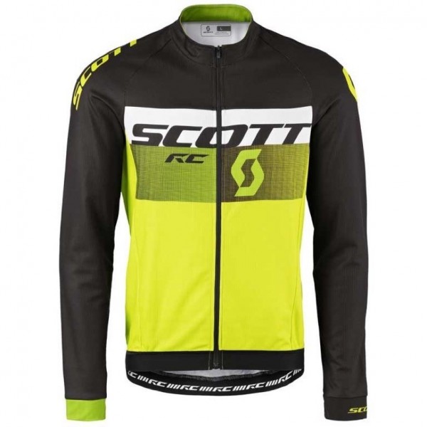 2016 Scott RC nero -bianco -verde Fluo Maglie Ciclismo Manica Lunga 79622-JO