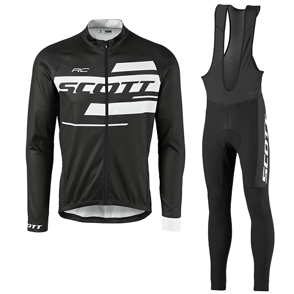 2017 Scott Rc nero-bianco Squadre Pro Abbigliamento Ciclismo Maglia Ciclismo Manica Lunga e Salopette Lunga 80809-WW