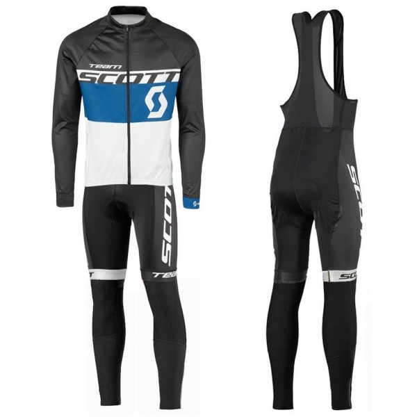 2016 Scott Team nero -blu -bianco Squadre Pro Abbigliamento Ciclismo Maglia Ciclismo Manica Lunga e Salopette Lunga 94585-JE