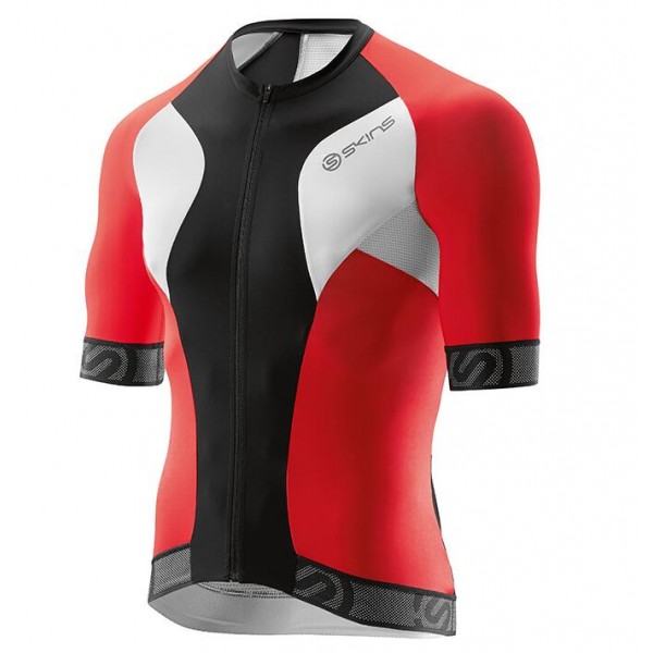 2016 Skins Tremola Maglia Ciclismo Manica Corta Rosso nero bianco 89037-WK