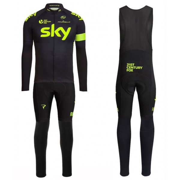 2016 Sky Team Fluo edizione Squadre Pro Abbigliamento Ciclismo Maglia Ciclismo Manica Lunga e Salopette Lunga 21575-UT