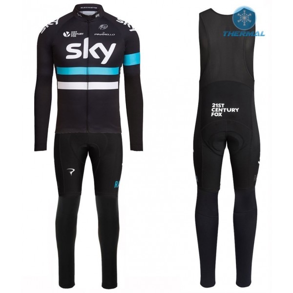 2016 Team Sky Pro nero Thermo Squadre Pro Abbigliamento Ciclismo Maglia Ciclismo Manica Lunga e Salopette Lunga 33106-EE