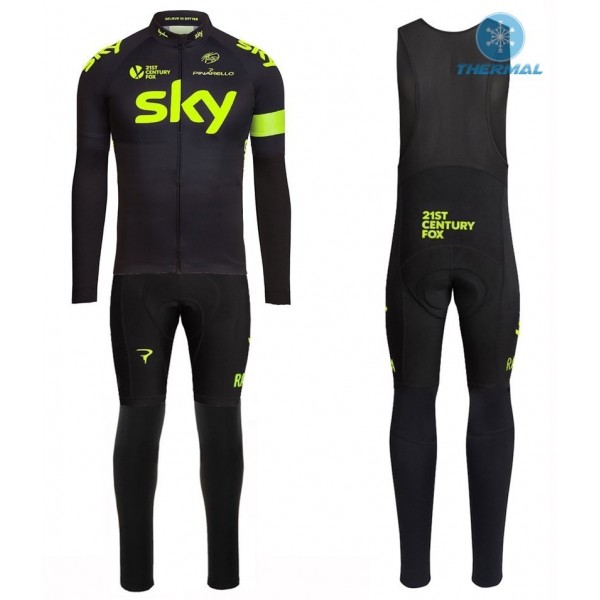 2016 Sky Team Fluo edizione Thermo Squadre Pro Abbigliamento Ciclismo Maglia Ciclismo Manica Lunga e Salopette Lunga 46218-YJ