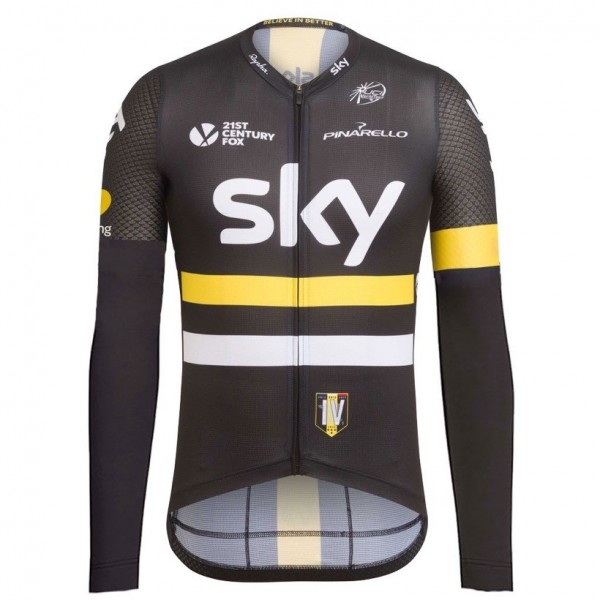 2016 Team Sky IV nero -giallo Maglie Ciclismo Manica Lunga 79405-SZ
