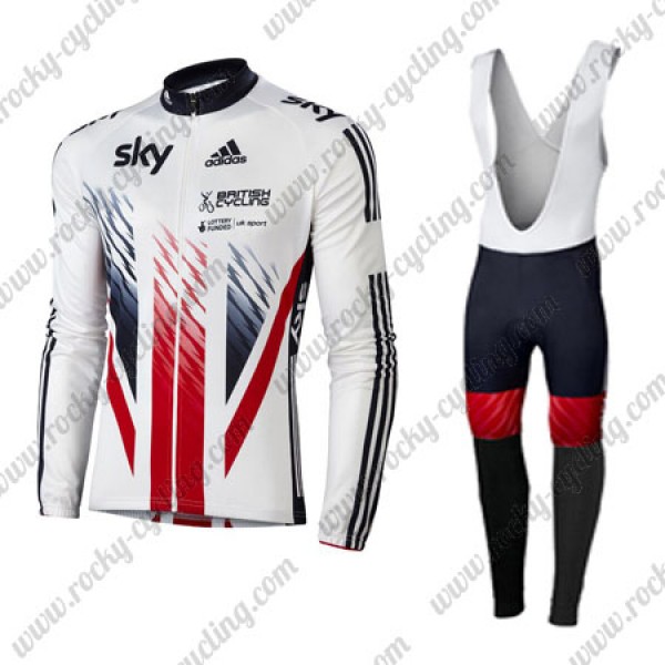 2016 Team SKY British Winter Abbigliamento Ciclismo Maglia Ciclismo Manica Lunga e Salopette Lunga 96283-NG