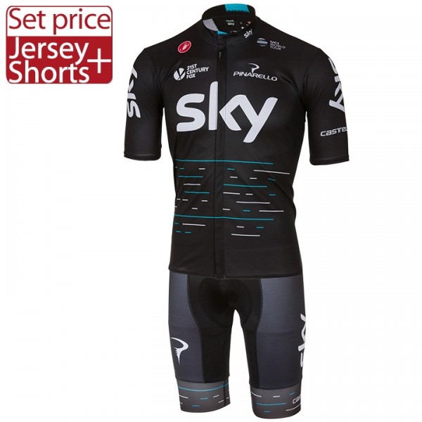 2017 Sky Pro Nuovo abbigliamento Bici Completo Maglia Ciclismo Corta e Pantaloncini nero 41493-TS 2017 Sky Pro Nuovo abbigliamento Bici Completo Maglia Ciclismo Corta e Pantaloncini nero 41493-TS