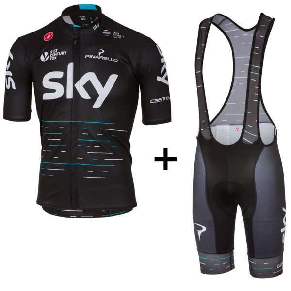 Sky Pro 2017 nero abbigliamento Ciclismo Completo Maglia Ciclismo Corta e Salopette 74656-TX Sky Pro 2017 nero abbigliamento Ciclismo Completo Maglia Ciclismo Corta e Salopette 74656-TX