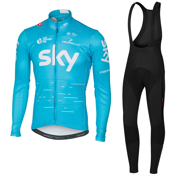 Sky Pro 2017 blu Abbigliamento Ciclismo Maglia Ciclismo Manica Lunga e Salopette Lunga 97641-ZE Sky Pro 2017 blu Abbigliamento Ciclismo Maglia Ciclismo Manica Lunga e Salopette Lunga 97641-ZE