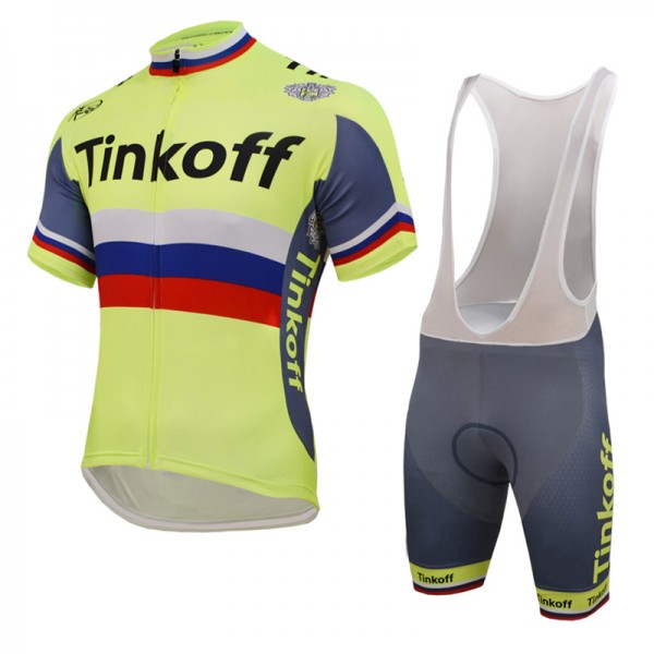 2016 Tinkoff Saxo Bank Russo Fluo Light Nuovo abbigliamento Ciclismo Completo Maglia Ciclismo Corta e Salopette 02 16319-HA