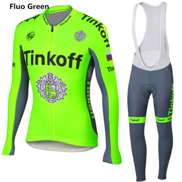 2016 Tinkoff Saxo Bank Fluo Green Nuovo Abbigliamento Ciclismo Maglia Ciclismo Manica Lunga e Salopette Lunga 34829-XX