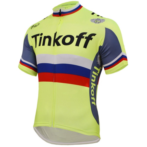 2016 Tinkoff Saxo Bank Russo Fluo Light Maglia Ciclismo Manica Corta 42960-WO