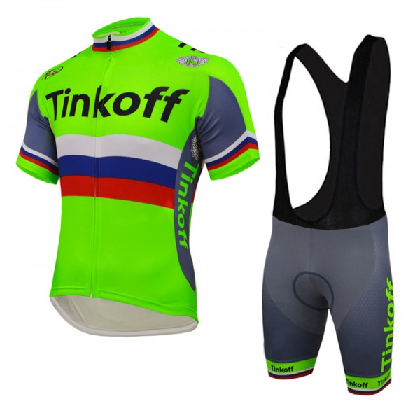 2016 Tinkoff Saxo Bank russo Fluo Green Nuovo abbigliamento Ciclismo Completo Maglia Ciclismo Corta e Salopette 46650-ZW