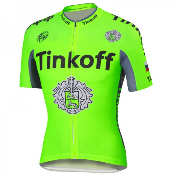 2016 Tinkoff Saxo Bank Fluo Green Maglia Ciclismo Manica Corta 49094-BT