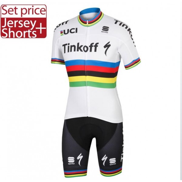 2016 TINKOFF World Champion Nuovo abbigliamento Bici Completo Maglia Ciclismo Corta e Pantaloncini 55616-KX