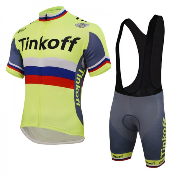 2016 Tinkoff Saxo Bank Russo Fluo Light Nuovo abbigliamento Ciclismo Completo Maglia Ciclismo Corta e Salopette 56054-CS
