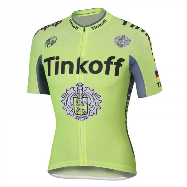 2016 Tinkoff Saxo Bank Fluo Light Green Maglia Ciclismo Manica Corta 66252-AN