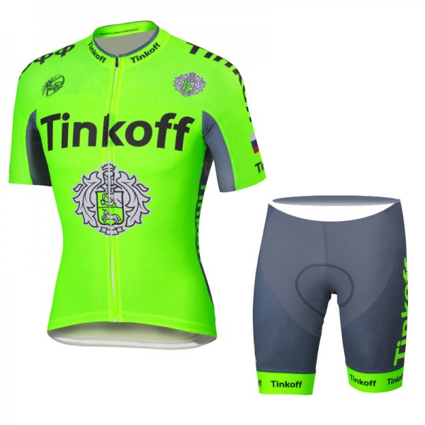 2016 Tinkoff Saxo Bank Fluo Green Nuovo abbigliamento Bici Completo Maglia Ciclismo Corta e Pantaloncini 75016-LW