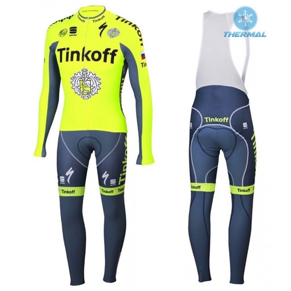 2016 Tinkoff Race Team Thermo Squadre Pro Abbigliamento Ciclismo Maglia Ciclismo Manica Lunga e Salopette Lunga 92380-QP