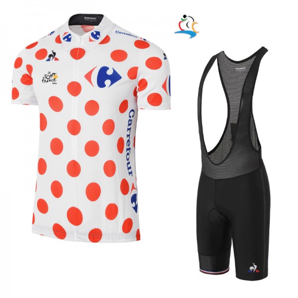 2017 Tour de France Polka Dot abbigliamento Maglie Ciclismo Manica Corta et Salopette Ciclismo nero 13119-TS