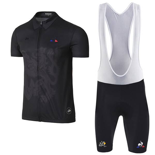 2017 Tour de France nero abbigliamento Maglie Ciclismo Manica Corta et Salopette Ciclismo 37324-EL