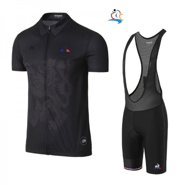 2017 Tour de France nero abbigliamento Maglie Ciclismo Manica Corta et Salopette Ciclismo nero 99871-SV