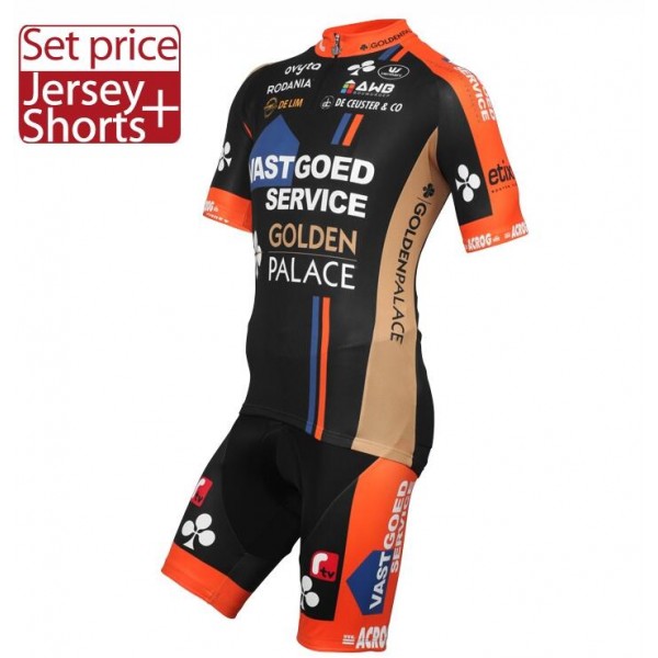 2016 VASTGOEDSERVICE -GOLDEN PALACE Nuovo abbigliamento Bici Completo Maglia Ciclismo Corta e Pantaloncini 10356-JL