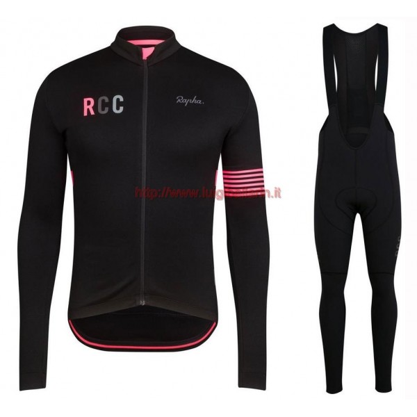 Completo Ciclismo 2019 Rapha RCC nero-Rose Maglia Ciclismo Manica Lunga e Salopette