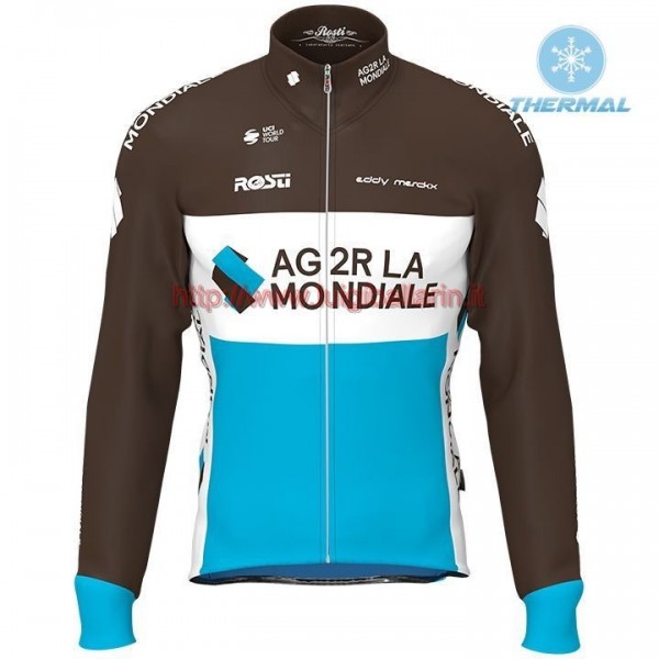 Completo Ciclismo 2019 AG2R Squadre thermique Maglia Ciclismo Manica Lunga
