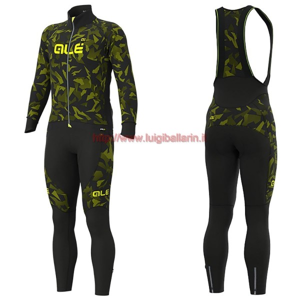 Completo Ciclismo 2019 ALE Camouflage nero-giallo Maglia Ciclismo Manica Lunga e Salopette