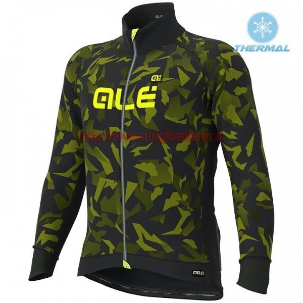 Completo Ciclismo 2019 ALE Camouflage nero-giallo thermique Maglia Ciclismo Manica Lunga