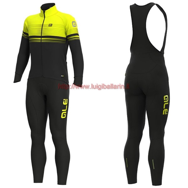 Completo Ciclismo 2019 ALE Slide nero-giallo Maglia Ciclismo Manica Lunga e Salopette