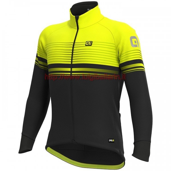 Completo Ciclismo 2019 ALE Slide nero-giallo Maglia Ciclismo Manica Lunga