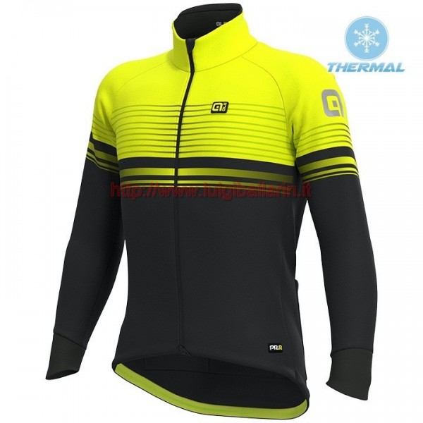 Completo Ciclismo 2019 ALE Slide nero-giallo thermique Maglia Ciclismo Manica Lunga
