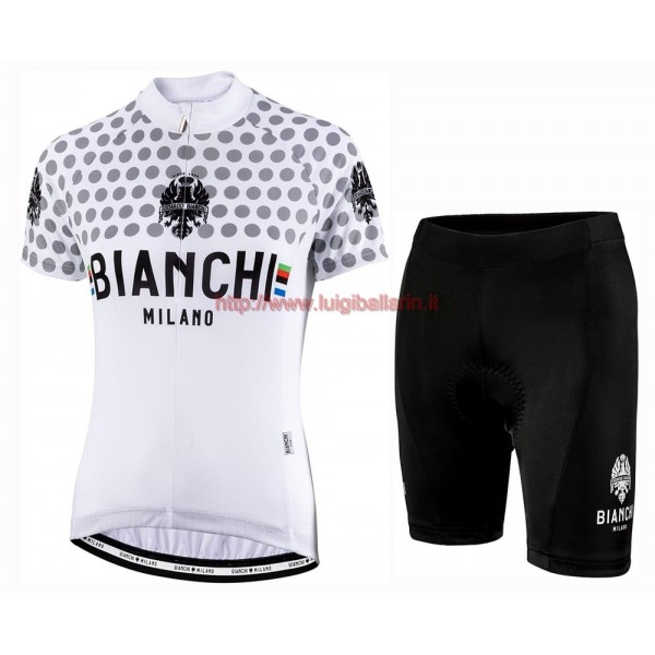 Completo Ciclismo 2019 Bianchi Dot bianca donna abbigliamento Bici Completo Maglia Ciclismo Corta e Salopette