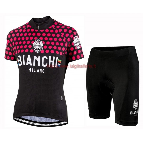 Completo Ciclismo 2019 Bianchi Dot rosso donna abbigliamento Bici Completo Maglia Ciclismo Corta e Salopette