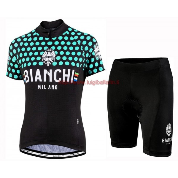 Completo Ciclismo 2019 Bianchi Dot verde donna abbigliamento Bici Completo Maglia Ciclismo Corta e Salopette
