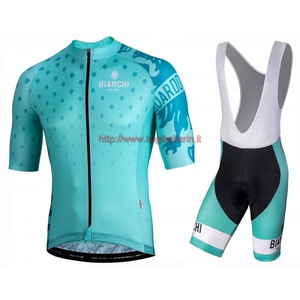 Completo Ciclismo 2019 Bianchi MTX verde abbigliamento Bici Completo Maglia Ciclismo Corta e Salopette