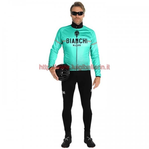 Completo Ciclismo 2019 Bianchi Milano XD verde Maglia Ciclismo Manica Lunga e Salopette