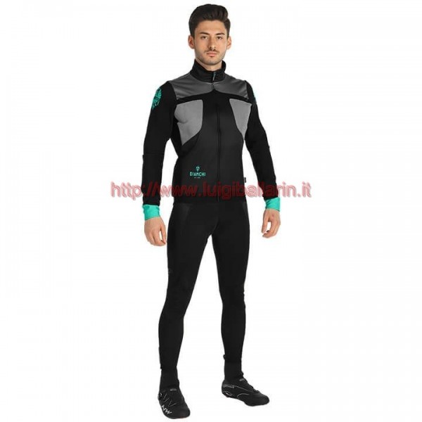 Completo Ciclismo 2019 Bianchi nero-Gris Maglia Ciclismo Manica Lunga e Salopette