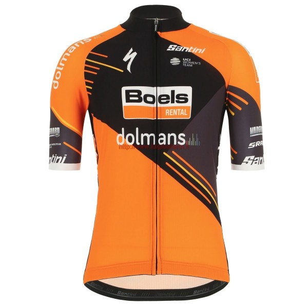 Completo Ciclismo 2019 Boels Dolmans Orange Maglia Ciclismo Manica Corta