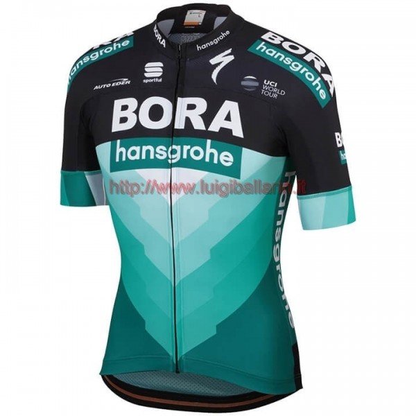 Completo Ciclismo 2019 Bora Squadre nero-verde Maglia Ciclismo Manica Corta