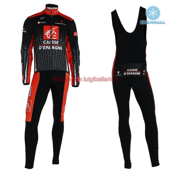Completo Ciclismo 2019 Caisse d'Epargne Squadre thermique Maglia Ciclismo Manica Lunga e Salopette Lunga