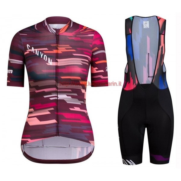 Completo Ciclismo 2019 Canyon rosso donna abbigliamento Bici Completo Maglia Ciclismo Corta e Salopette