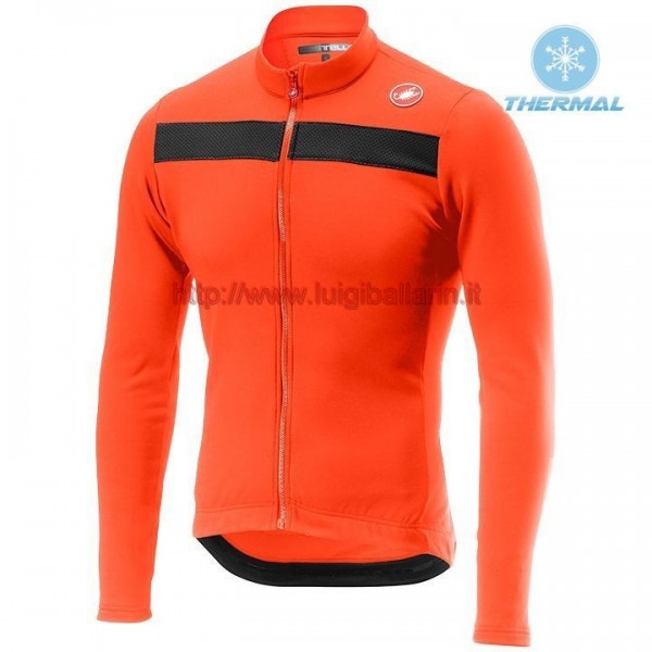 Completo Ciclismo 2019 Casteli Puro 3 Orange thermique Maglia Ciclismo Manica Lunga