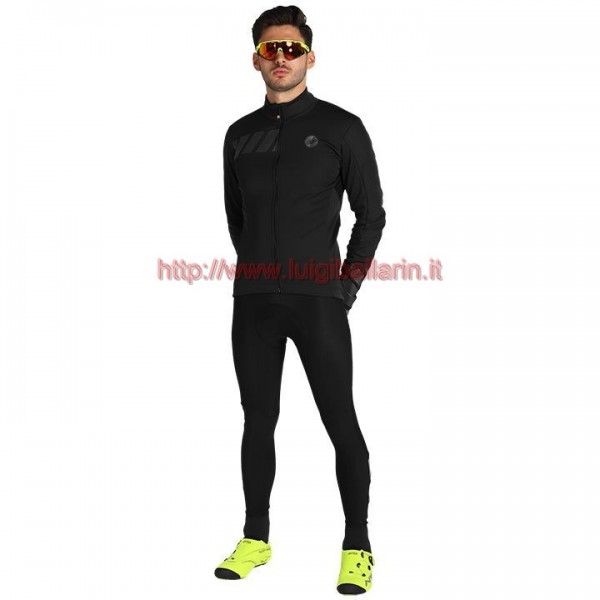 Completo Ciclismo 2019 Casteli Raddoppia 2 nero-Gris Maglia Ciclismo Manica Lunga e Salopette