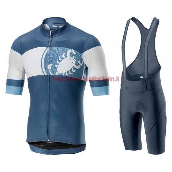 Completo Ciclismo 2019 Casteli Ruota Blu abbigliamento Bici Completo Maglia Ciclismo Corta e Salopette