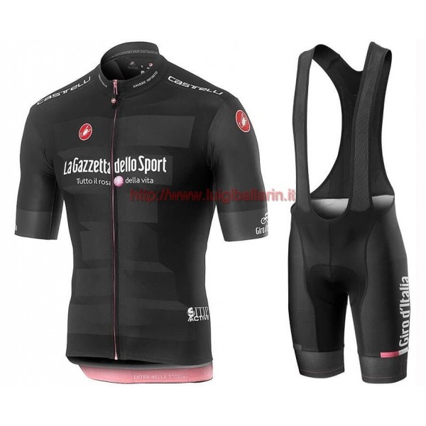 Completo Ciclismo 2019 Giro D'Italy Maglia Nera abbigliamento Bici Completo Maglia Ciclismo Corta e Salopette