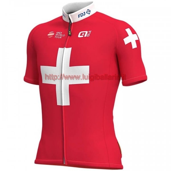 Completo Ciclismo 2019 Groupama FDJ Swiss Champion Maglia Ciclismo Manica Corta Completo Ciclismo 2019 Groupama FDJ Swiss Champion Maglia Ciclismo Manica Corta